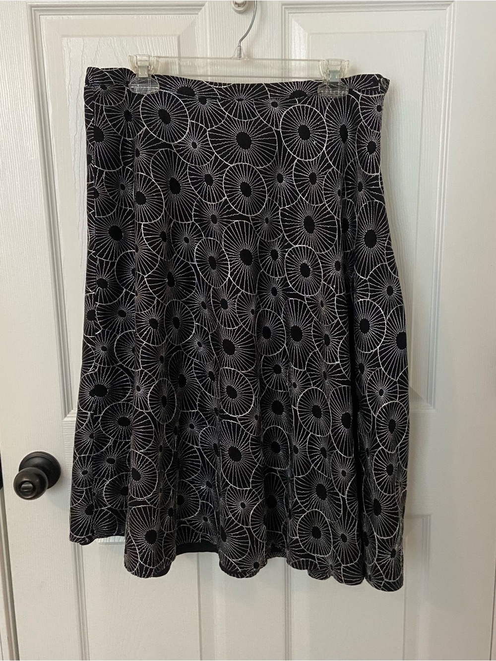 Chico's Black Geometric A-Line Skirt